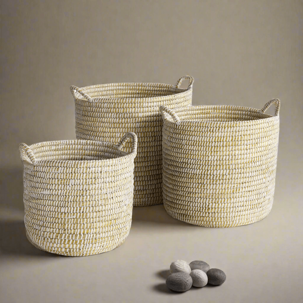 Handwoven Rivergrass Storage Baskets for Coastal Decor (Set of 3)
