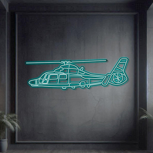 AS365 Dauphin Metal Neon Aircraft Wall Art - NCN0014