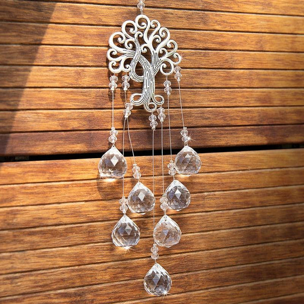 Hanging Crystal With Ball Prism Rainbow Maker Tree of Life Decor For Garden Window Rainbow Maker with Chain for Easy Hanging Outdoor Home Kids Room Window