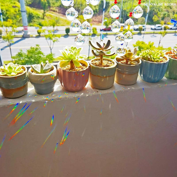 Hanging Crystal With Ball Prism Rainbow Maker Tree of Life Decor For Garden Window Rainbow Maker with Chain for Easy Hanging Outdoor Home Kids Room Window