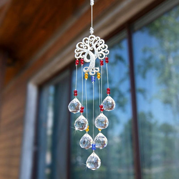 Hanging Crystal With Ball Prism Rainbow Maker Tree of Life Decor For Garden Window Rainbow Maker with Chain for Easy Hanging Outdoor Home Kids Room Window