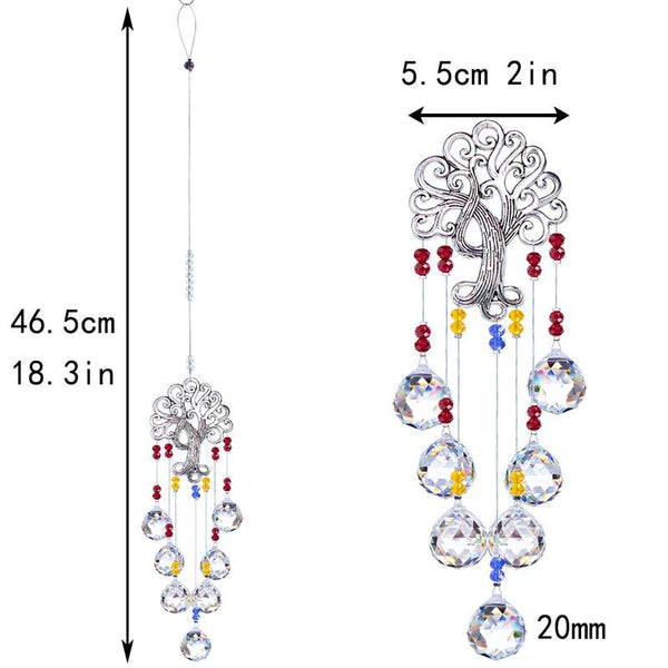 Hanging Crystal With Ball Prism Rainbow Maker Tree of Life Decor For Garden Window Rainbow Maker with Chain for Easy Hanging Outdoor Home Kids Room Window