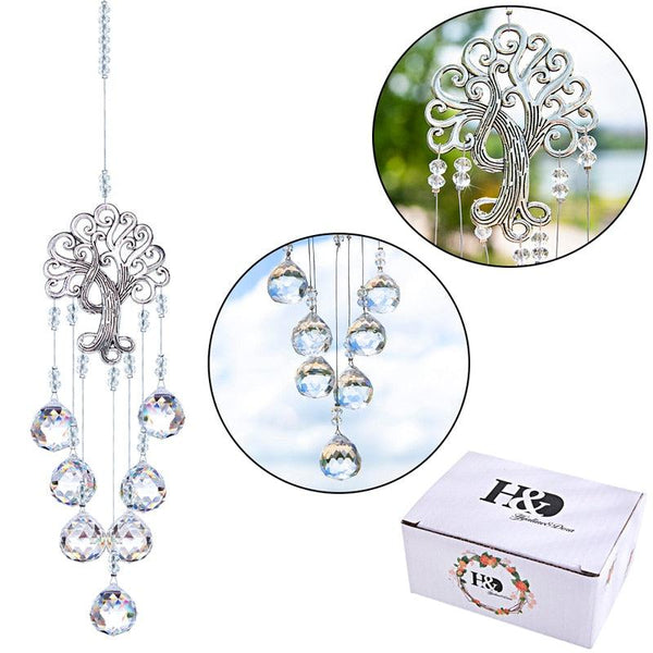 Hanging Crystal With Ball Prism Rainbow Maker Tree of Life Decor For Garden Window Rainbow Maker with Chain for Easy Hanging Outdoor Home Kids Room Window