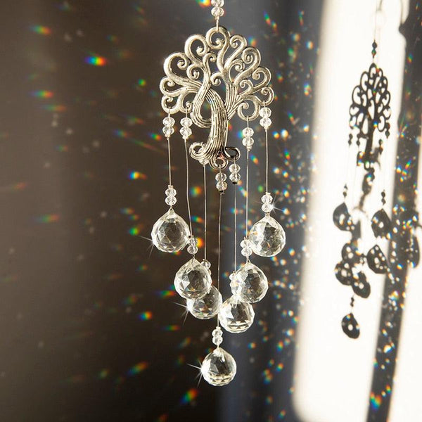 Hanging Crystal With Ball Prism Rainbow Maker Tree of Life Decor For Garden Window Rainbow Maker with Chain for Easy Hanging Outdoor Home Kids Room Window