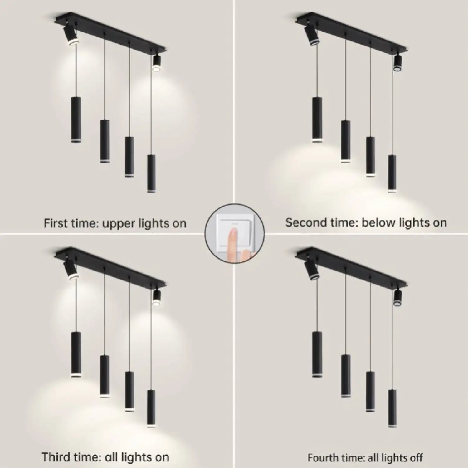 Hanging Light for Modern Kitchen Island with Adjustable Aluminum Spotlights