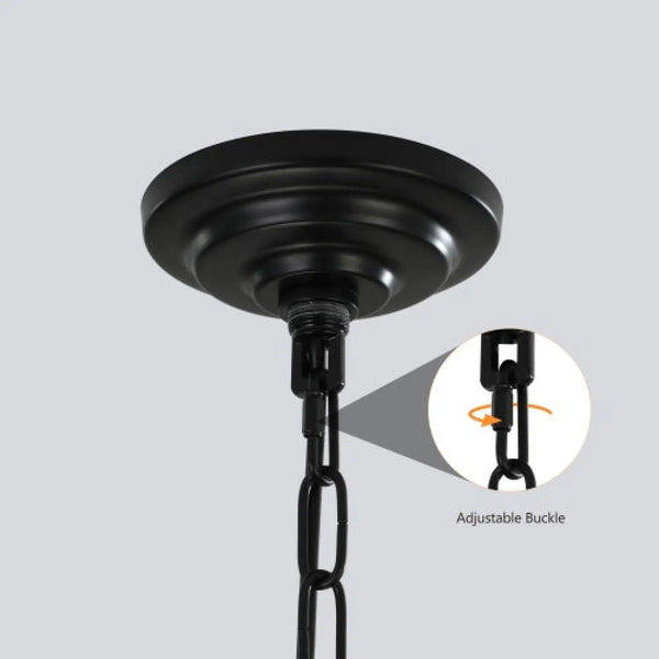 Hanging Light In Kitchen with 8-Lights - Black & Gold Tiered Chandelier