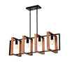 Hanging Lights for Hall with Rustic Wood, 4-Light Fixture & Black Metal Design