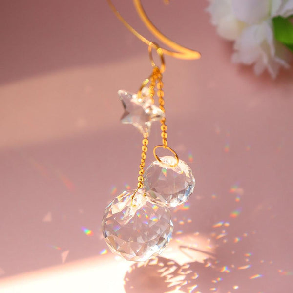 Hanging Sun Catcher Moon Light With Chain Pendant Ornament Crystal Balls  Catcher Wind-chime Rainbow Maker Crystal Hanging  Window Curtain Chandelier Outdoor Garden Home Decor Christmas Day Party Wedding Decoration