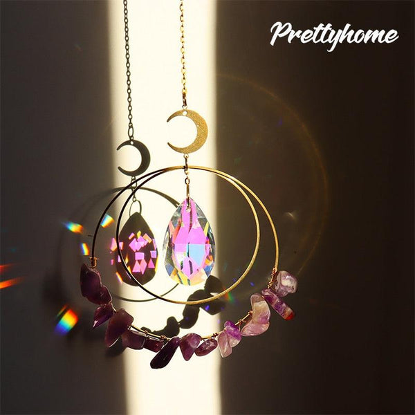 Hanging Sun Catcher Moon Light With Chain Pendant Ornament Crystal Balls  Catcher Wind-chime Rainbow Maker Crystal Hanging  Window Curtain Chandelier Outdoor Garden Home Decor Christmas Day Party Wedding Decoration