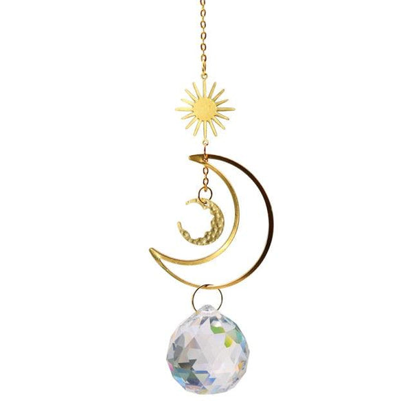 Hanging Sun Catcher Moon Light With Chain Pendant Ornament Crystal Balls  Catcher Wind-chime Rainbow Maker Crystal Hanging  Window Curtain Chandelier Outdoor Garden Home Decor Christmas Day Party Wedding Decoration