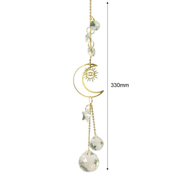 Hanging Sun Catcher Moon Light With Chain Pendant Ornament Crystal Balls  Catcher Wind-chime Rainbow Maker Crystal Hanging  Window Curtain Chandelier Outdoor Garden Home Decor Christmas Day Party Wedding Decoration
