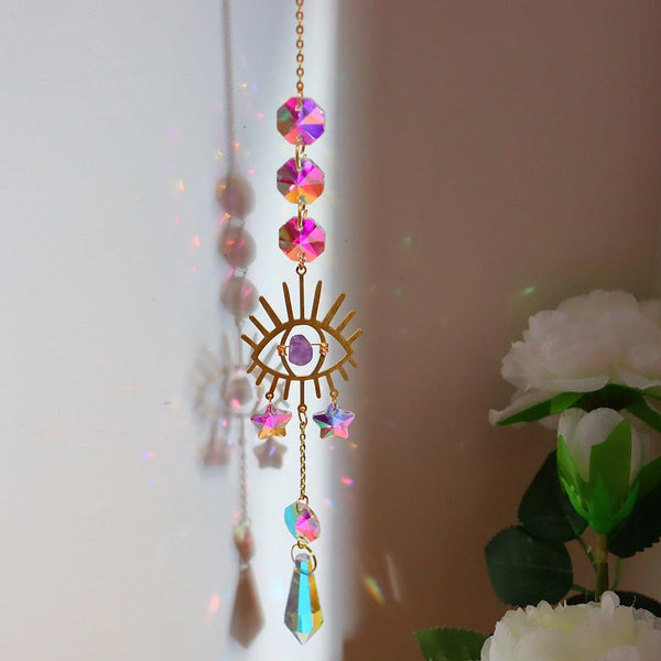 Hanging Sun Catcher Moon Light With Chain Pendant Ornament Crystal Balls  Catcher Wind-chime Rainbow Maker Crystal Hanging  Window Curtain Chandelier Outdoor Garden Home Decor Christmas Day Party Wedding Decoration