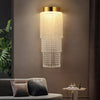 Hannah Modern Crystal Gold Wall Sconce | Bedroom Lighting - Chrome-W25 H65cm / Warm White (2700-3500K)