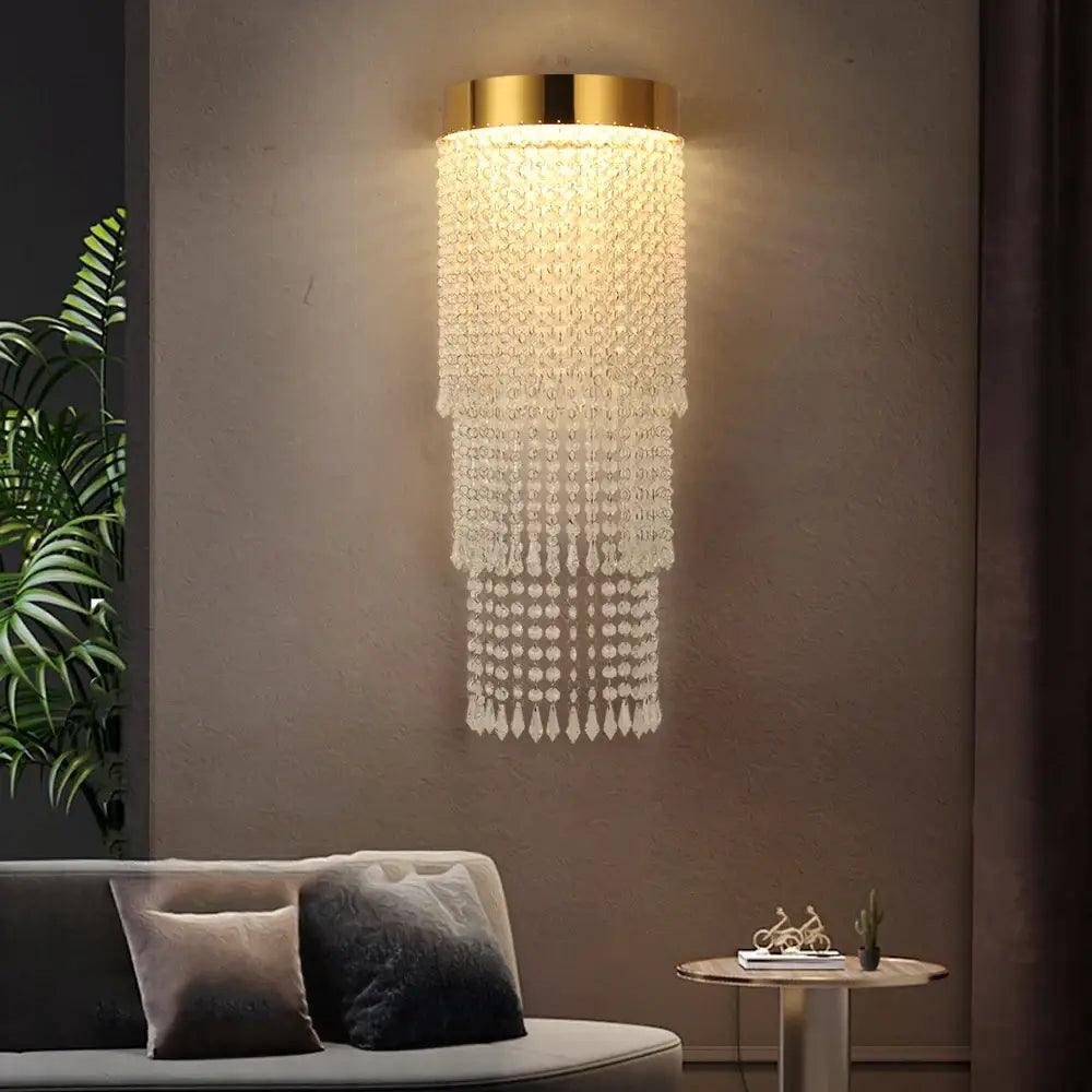Hannah Modern Crystal Gold Wall Sconce | Bedroom Lighting