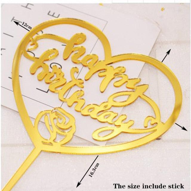 Happy Birthday Cake Topper Gold Cake Topper Acrylic Cake Topper Happy Birthday Cake Topper Cake Decoration Acrylic Letter Cake Toppers Party Supplies Happy Birthday Black Cake Decorations