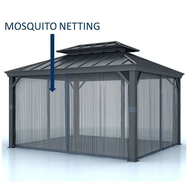 Shade N' Shelters 10' x 14' Granite Peak Hardtop Gazebo Mosquito Netting with Hooks