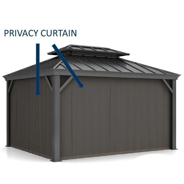 Shade N' Shelters 10' x 10' Granite Peak Hardtop Gazebo Privacy Curtain with Hooks