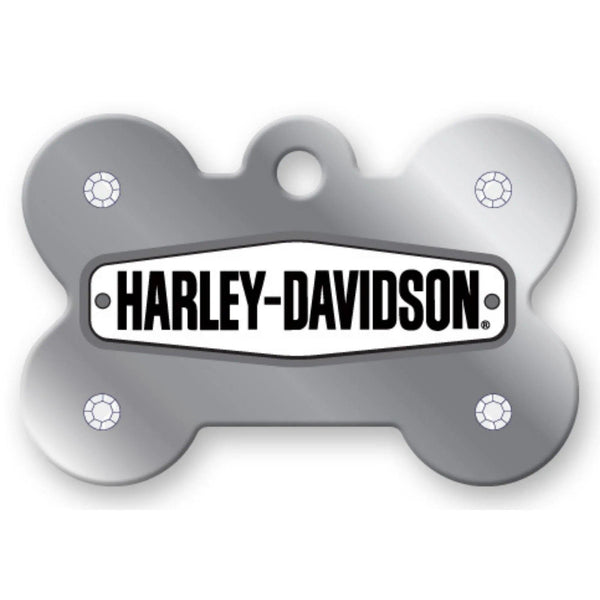 Harley-Davidson Chrome Stones Diva Pet ID Tag - Large Bone - Gifts for You 'n Me