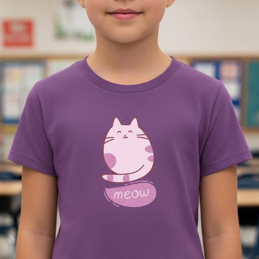 Harlynn Meow Kitty Youth Tee | Cute Cat Shirt for Kids