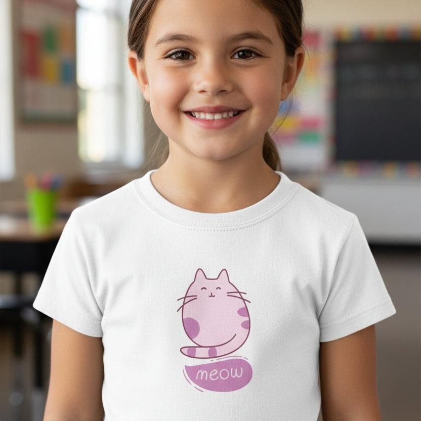 Harlynn Meow Kitty Youth Tee | Cute Cat Shirt for Kids