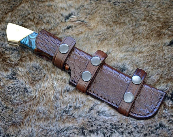Harmony Gut Hook Hunting Knife with Rosewood Bone & Turquoise Handle - Gifts for You 'n Me
