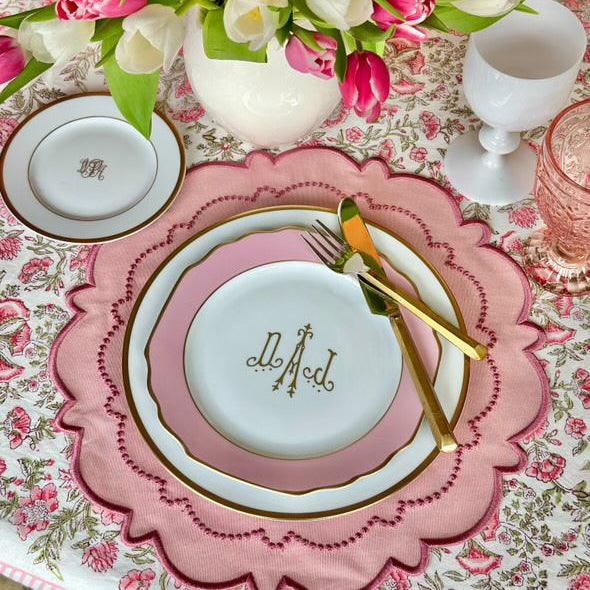 SPRING TABLE DECOR – HARMONY PINK ROUND FABRIC PLACEMAT