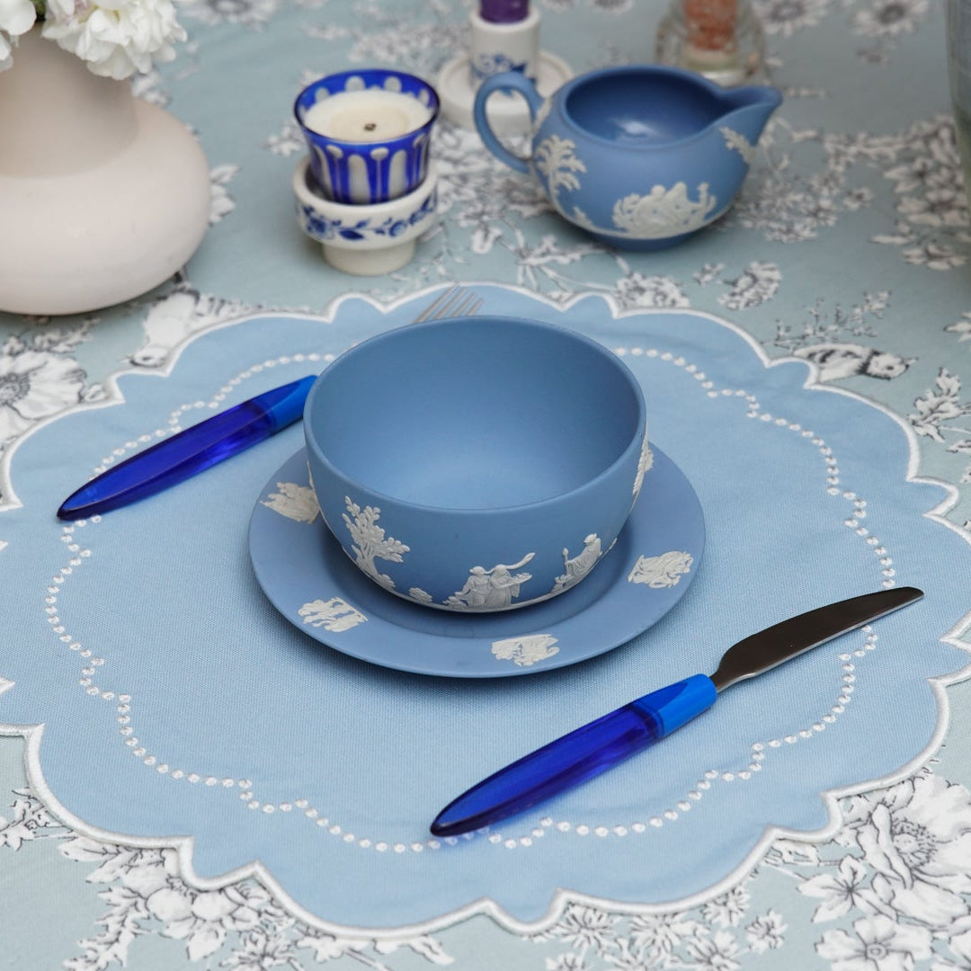SPRING TABLE DECOR – HARMONY BLUE ROUND FABRIC PLACEMAT