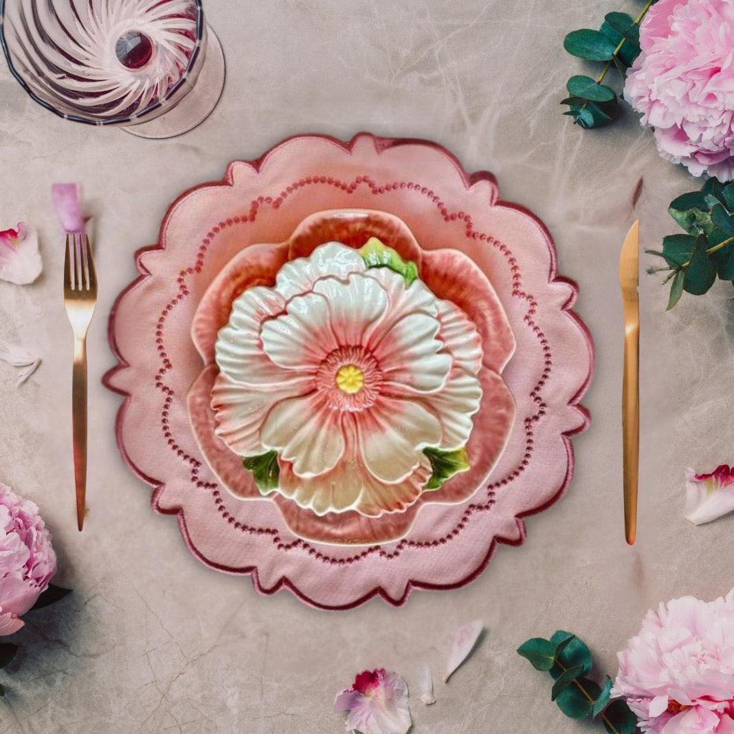SPRING TABLE DECOR – HARMONY PINK ROUND FABRIC PLACEMAT