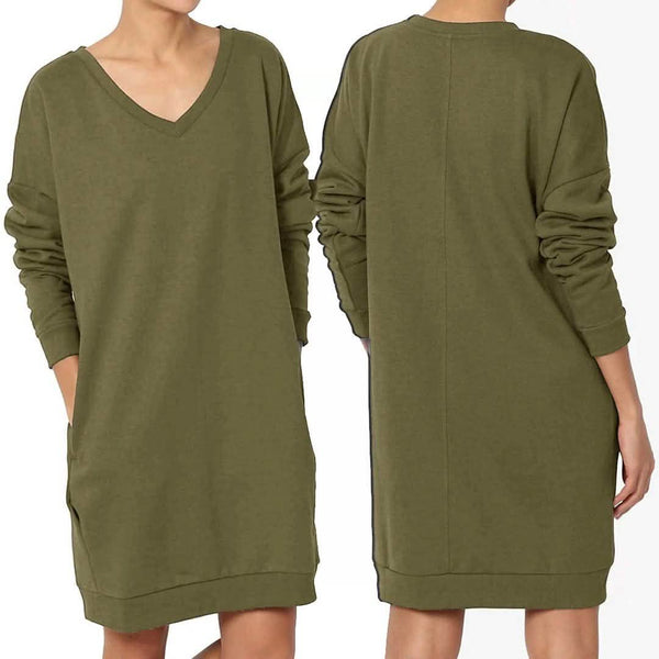 Haute Edition Women's Oversized Pullover Sweatshirt Dress