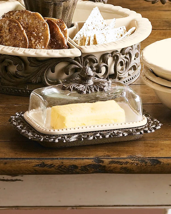 Acanthus Glass Dome Butter Dish