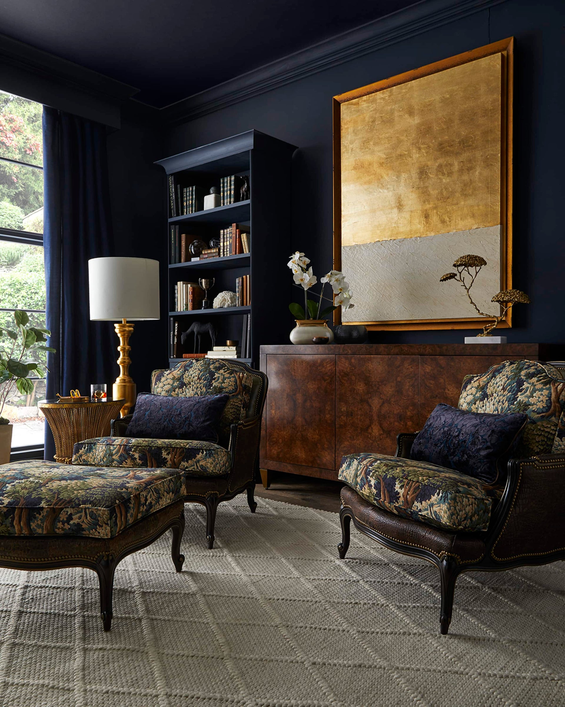 Italian Gold Twisted Iron Side Table with Tassel Rope Accent and Inset Black Granite Top