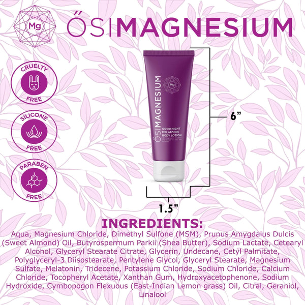 ŐSIMAGNESIUM Good Night Lavender Body Lotion + Melatonin + OptiMSM - 3.38oz - Gifts for You 'n Me