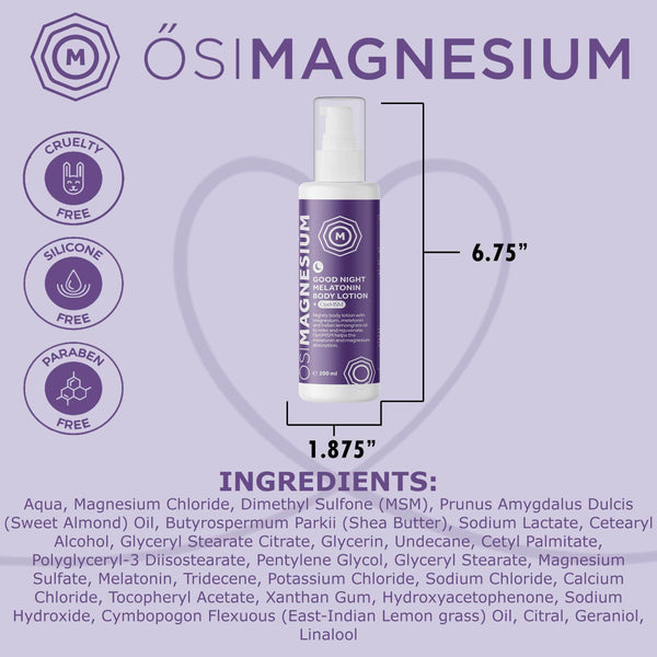 ŐSIMAGNESIUM Body Lotion + Melatonin + OptiMSM - 6.76oz - Gifts for You 'n Me