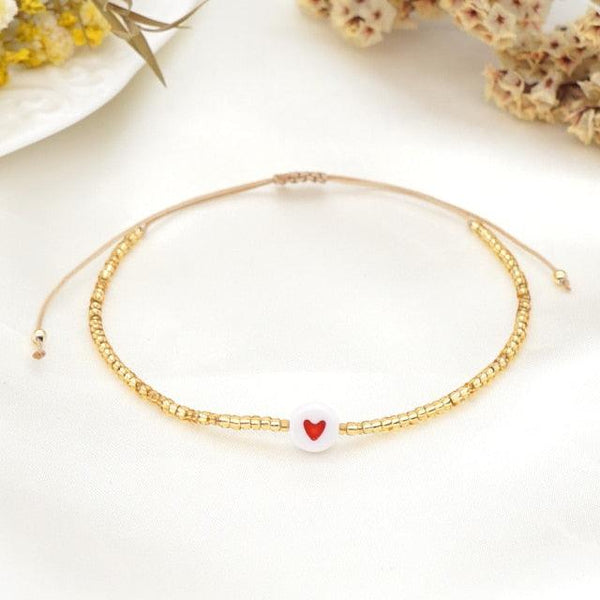 Heart Bracelets For Couple Valentines Day Beaded Jewelry Adjustable Small Bangle Couple Bracelet Braided Leather Rope Bangle Wrist Adjustable Cute Bracelet For Friendship