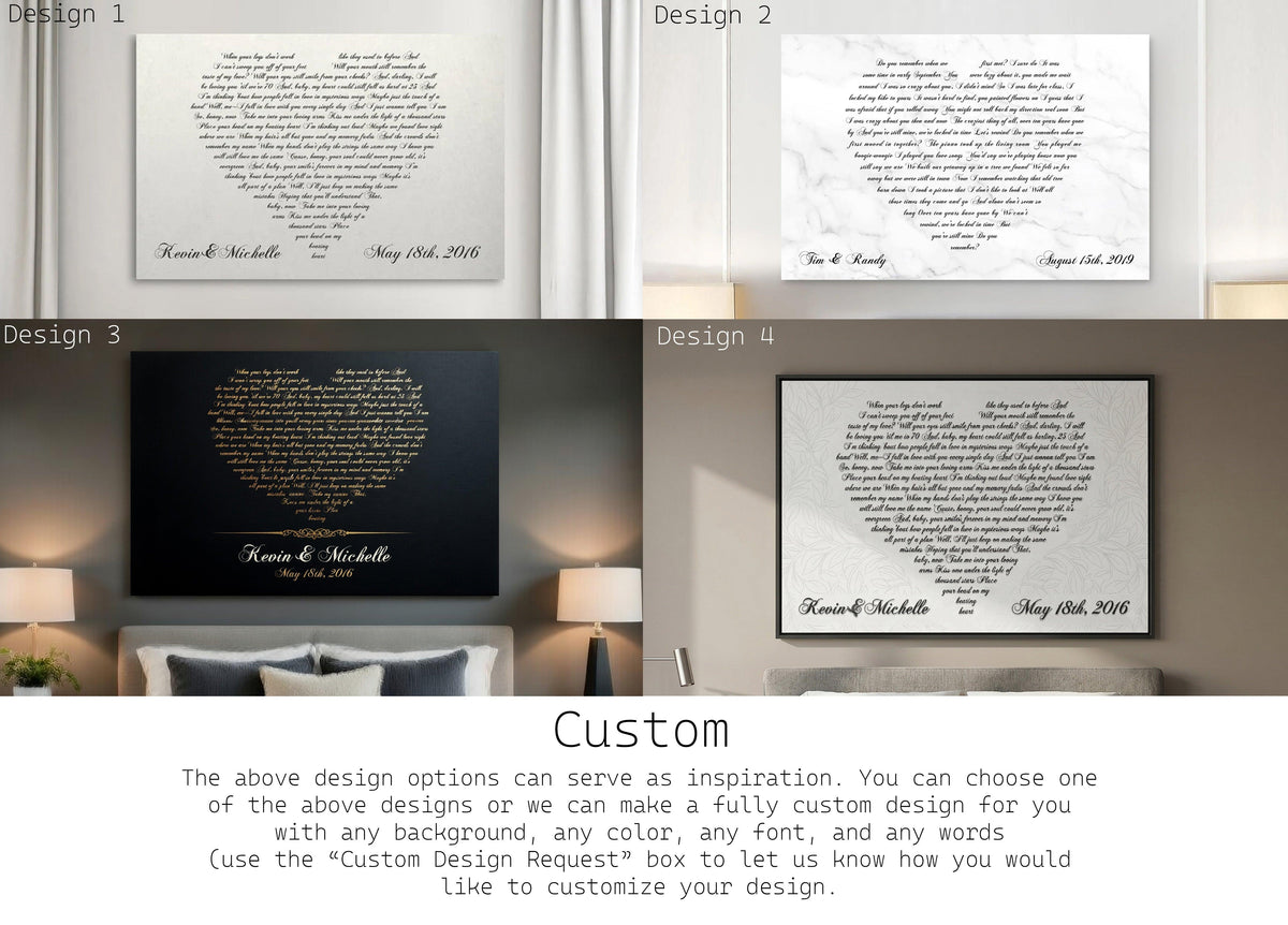 Lyrics In A Heart Canvas - Personalized Canvas