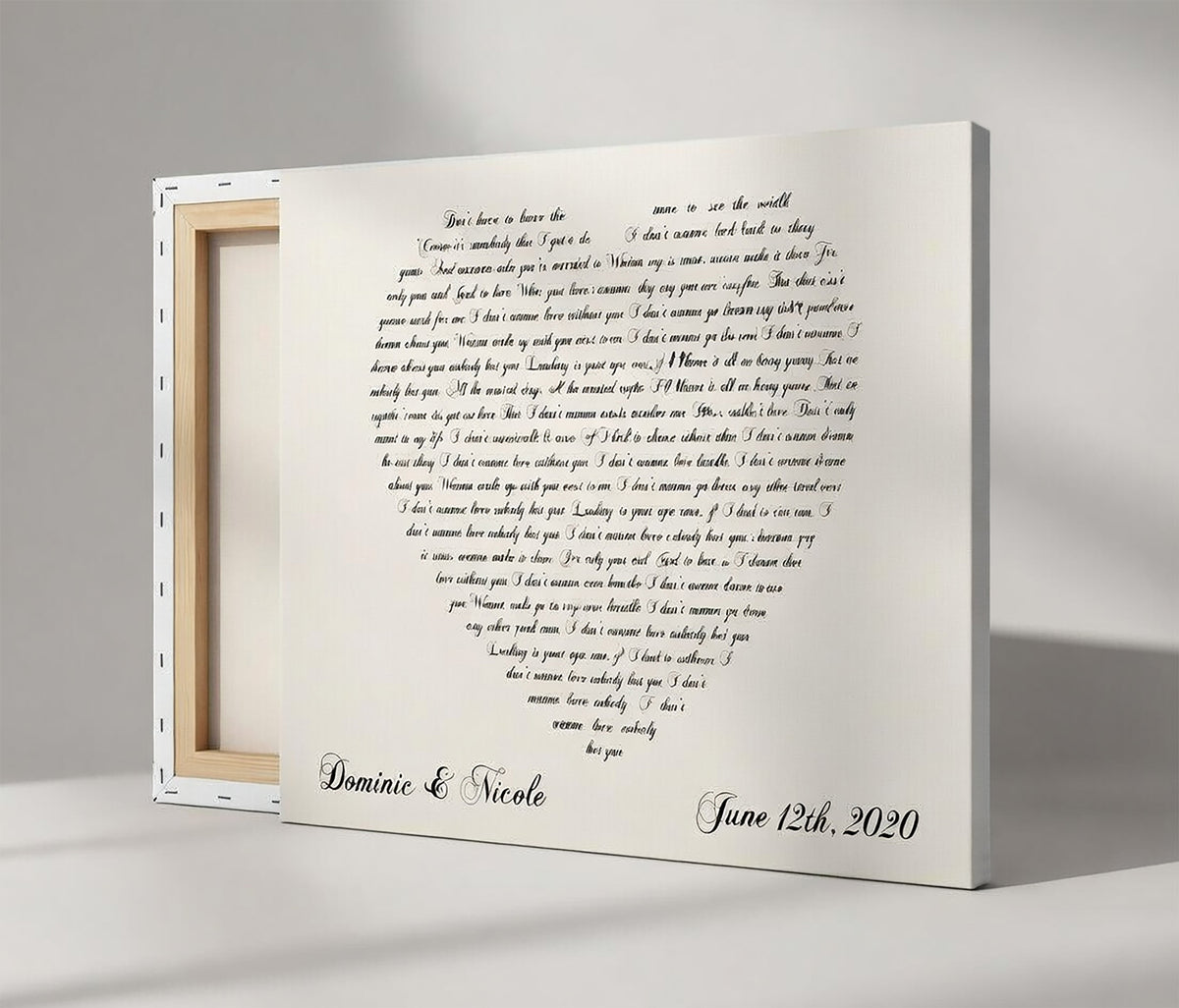 Lyrics In A Heart Canvas - Personalized Canvas