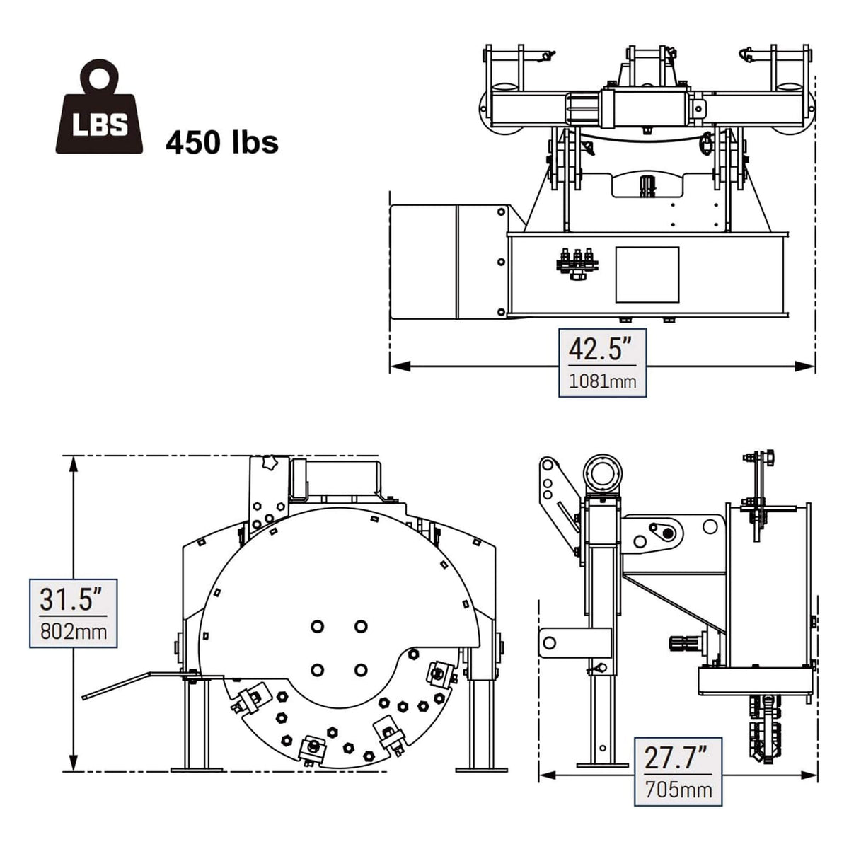 Heavy-Duty 3-Point PTO Powered Stump Root Grinder For 15-45HP Tractors [PTO Shaft Included] (SAK27940)