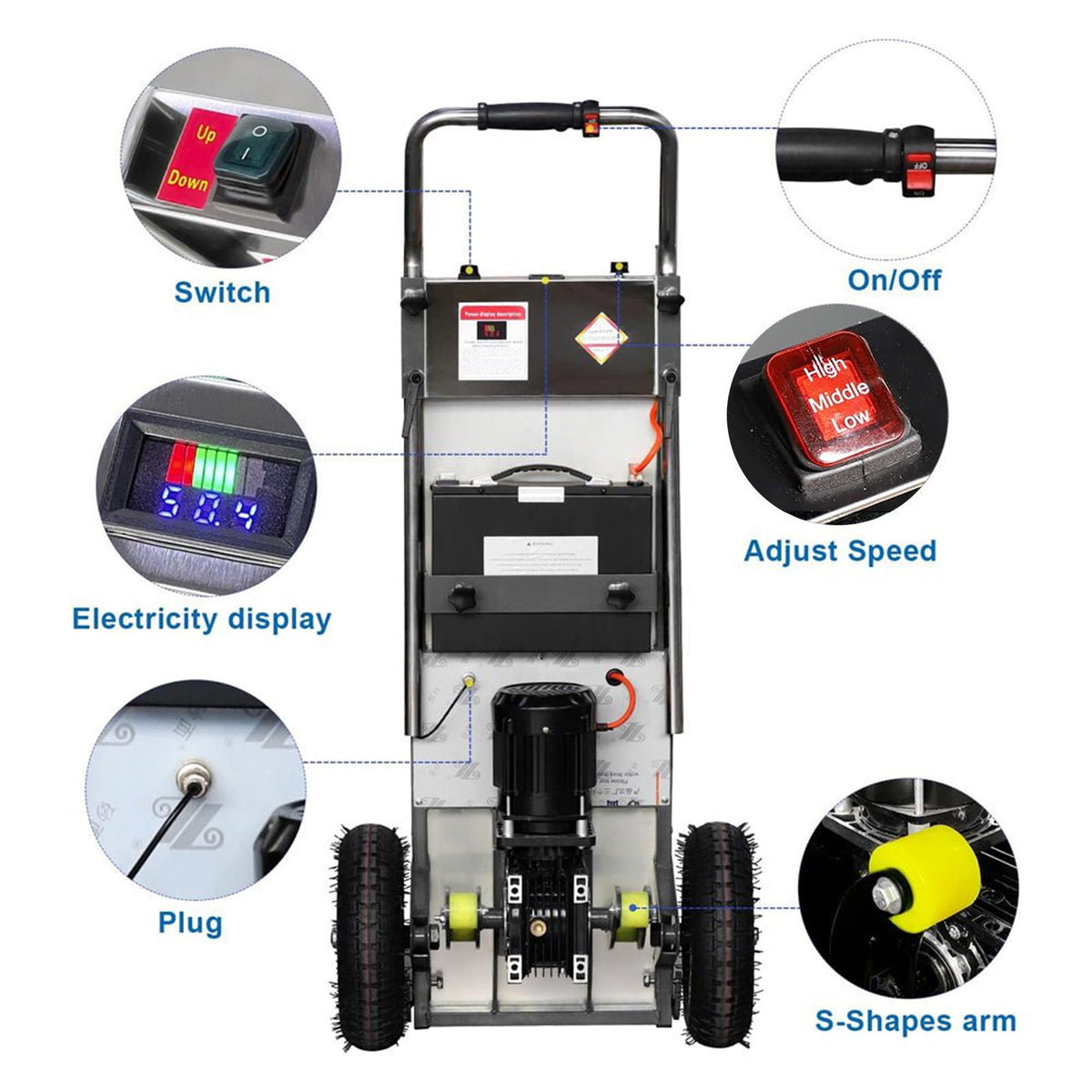Heavy-Duty 880LBS Electric Motorized Stair Climbing Hand Truck Dolly (SAK72821)