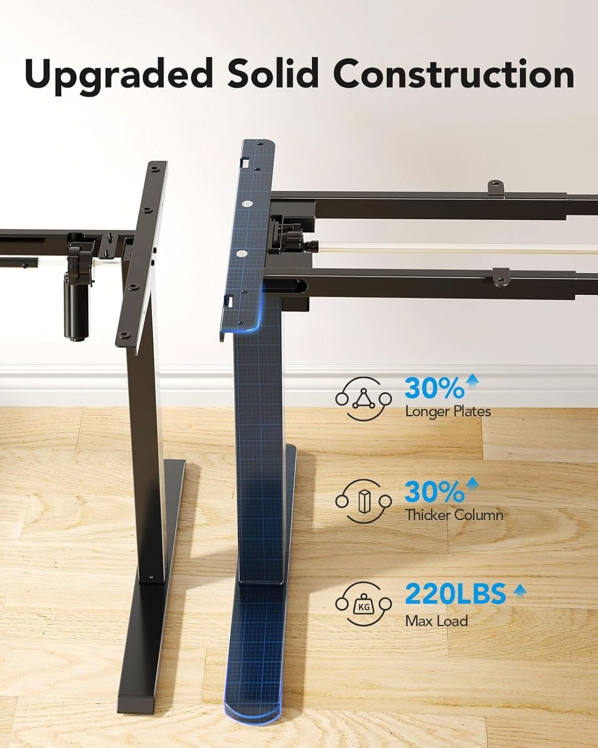 Heavy-Duty Adjustable Standing Desk Frame for Home Office