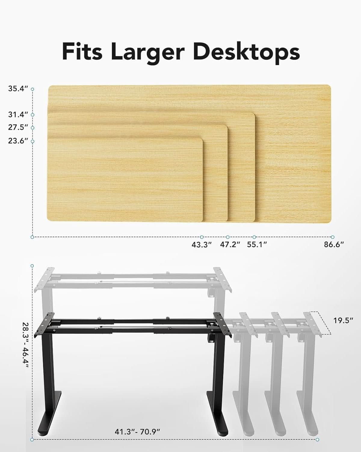 Heavy-Duty Adjustable Standing Desk Frame for Home Office