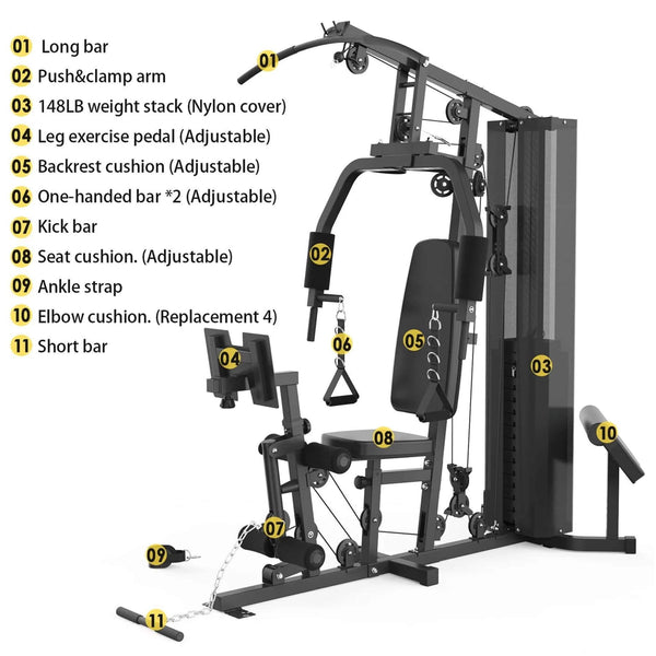 Heavy-Duty All-In-One Home Gym Workout Station For Full Body Strength Training, 150LBS (SAK12959)
