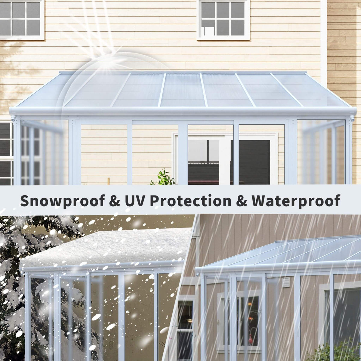 [10X14FT] Lumina Heavy-Duty All-Season Aluminum Alloy Patio Sunroom With 3 Lockable Sliding Doors (SAK62713)