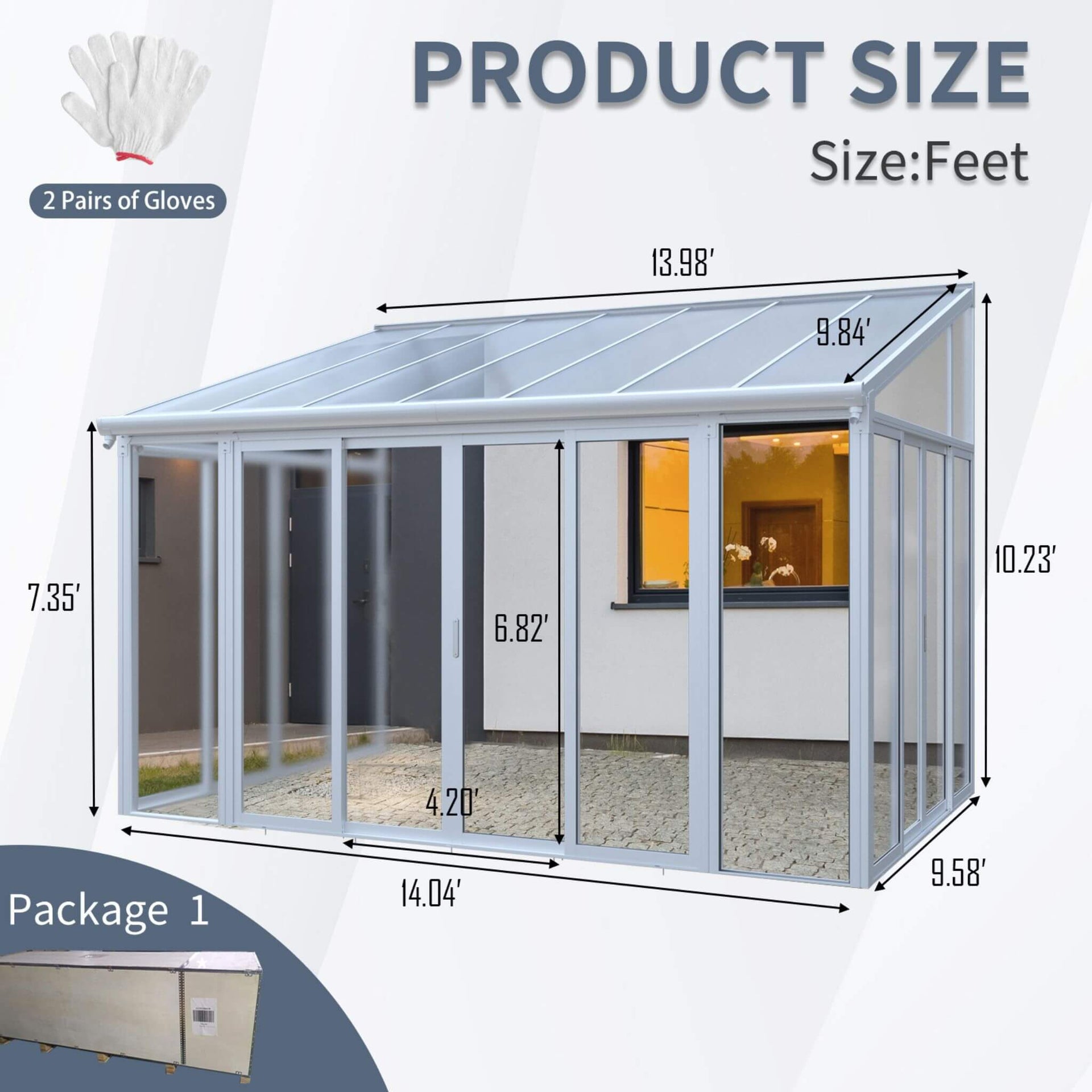 [10X14FT] Lumina Heavy-Duty All-Season Aluminum Alloy Patio Sunroom With 3 Lockable Sliding Doors (SAK62713)