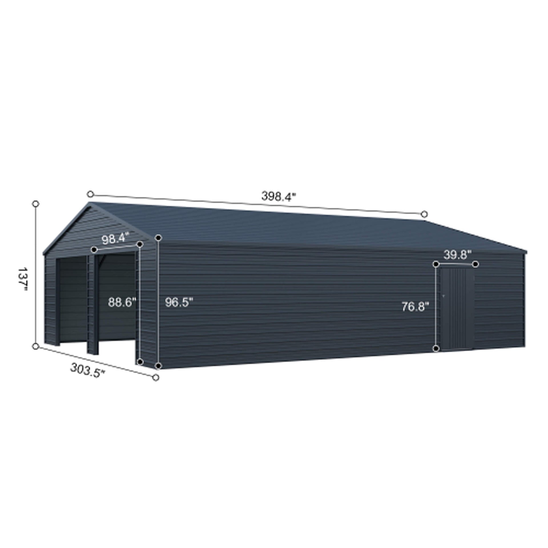 Heavy-Duty Double Garage Galvanized Steel Shed With Side Door (SAK84271)