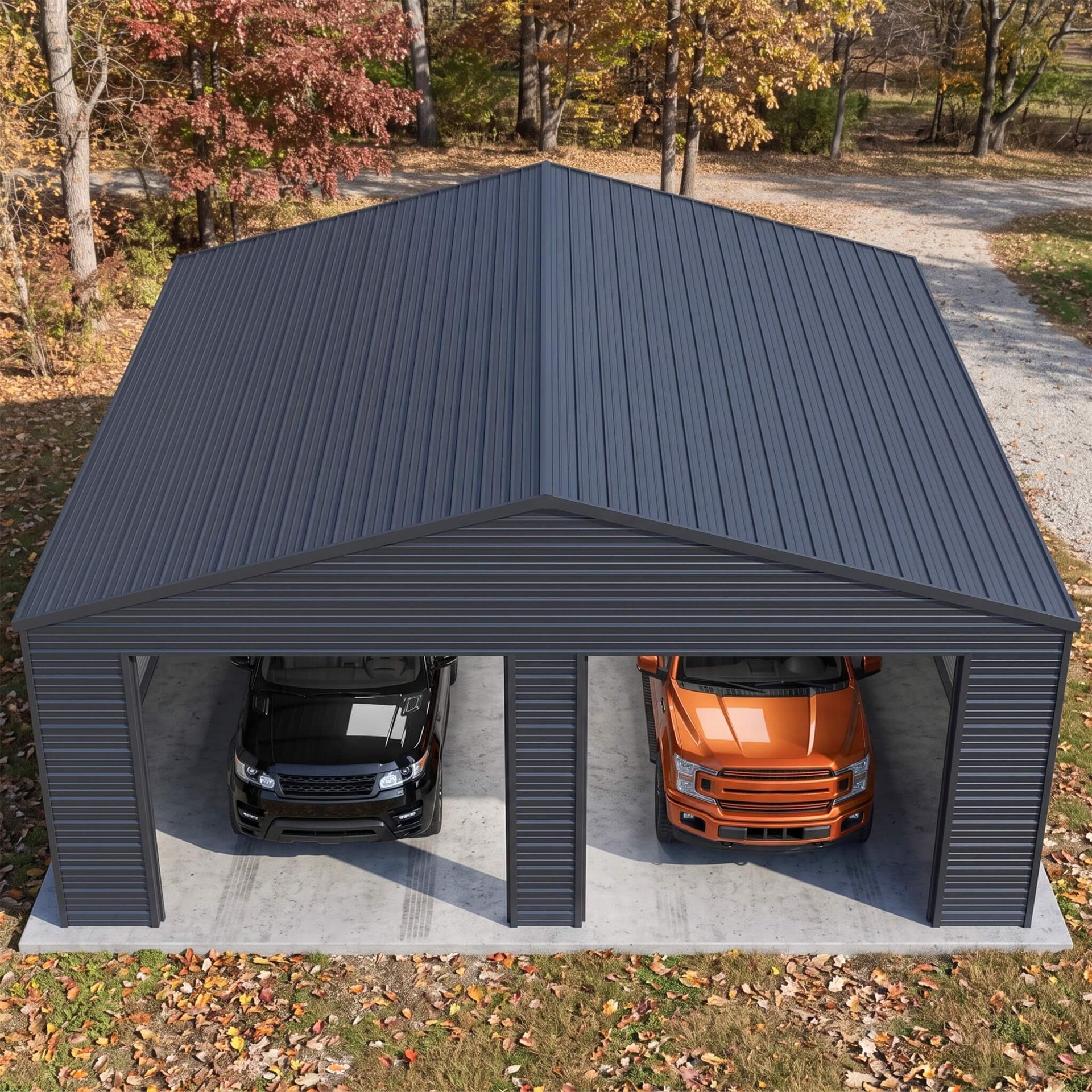 Heavy-Duty Double Garage Galvanized Steel Shed With Side Door (SAK84271)