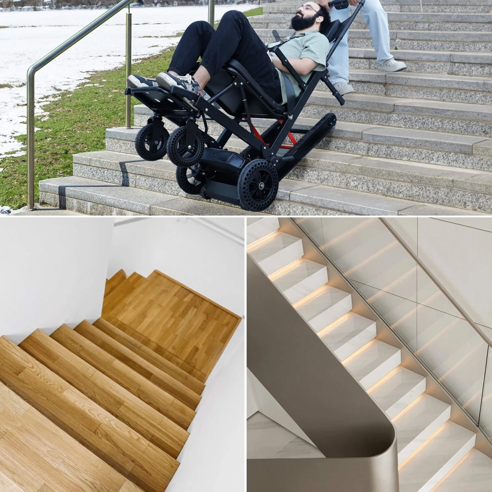 Heavy-Duty Electric Foldable Stair Climbing Wheelchair, 450LBS [FDA-Approved (SAK92801)