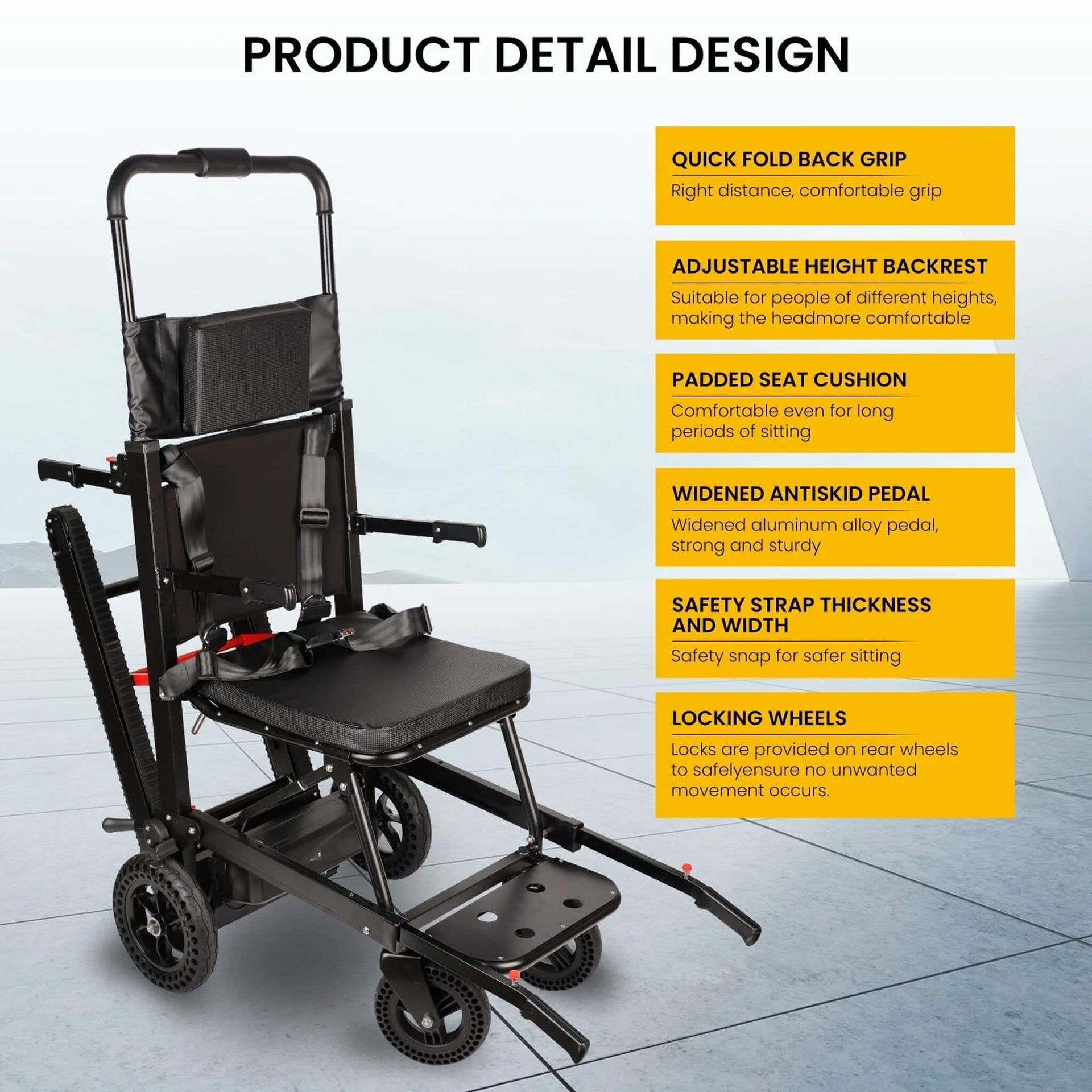 Heavy-Duty Electric Foldable Stair Climbing Wheelchair, 450LBS [FDA-Approved (SAK92801)