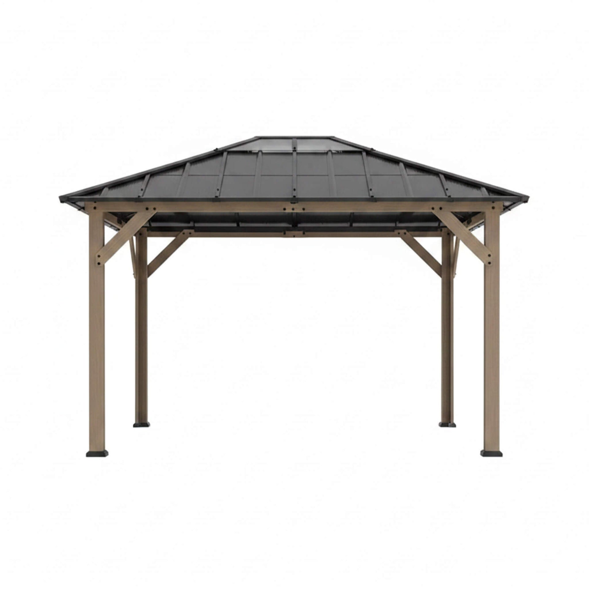 [08X10] Alora Heavy-Duty Fir Wood Hardtop Gazebo With Galvanized Steel Roof And Ceiling Hooks (SAK29467)