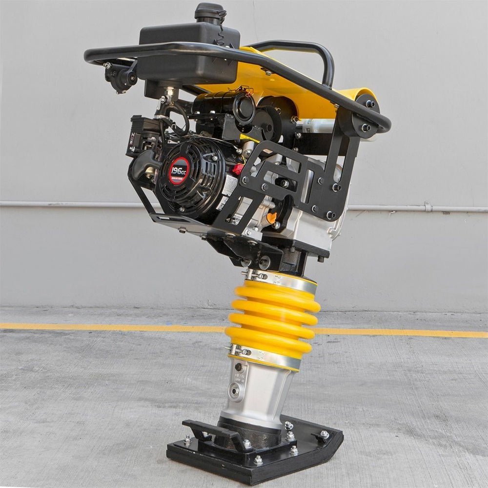 Heavy Duty Gas Powered Impact Dirt Rammer Jumping Jack Tamper Plate Ground Compactor W/ Wheels, 6.5HP (SAK57684)