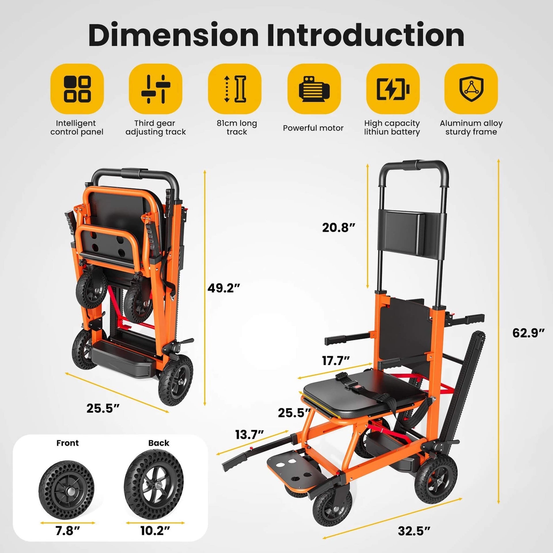 Heavy-Duty 440LBS Motorized Stair Climbing Wheelchair [FDA-Approved] (SAK47103)